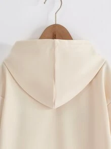 SHEIN Tween Girl Beverage Print Drop Shoulder Sweatshirt - Apricot - View 5