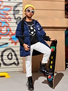 SHEIN Girls Solid Slant Pocket Trousers - White - View 4