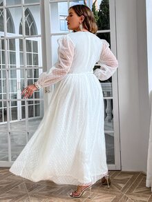 Simplee Kleid mit Spitzenbesatz, Punkten Muster