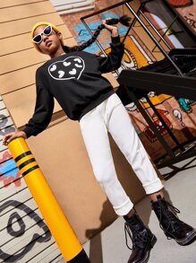 SHEIN Girls Solid Slant Pocket Trousers - White - View 8