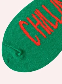 1 Par De Calcetines Hasta La Pantorrilla De Papá Noel Para Hombres - Multicolor - Ver 4