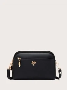 Solid Color Minimalist Square Bag For Business/Commute/Work/Office - Black - View 1