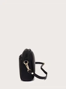 Solid Color Minimalist Square Bag For Business/Commute/Work/Office - Black - View 4