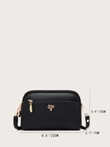 Solid Color Minimalist Square Bag For Business/Commute/Work/Office - Black - View 5