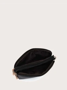 Solid Color Minimalist Square Bag For Business/Commute/Work/Office - Black - View 7