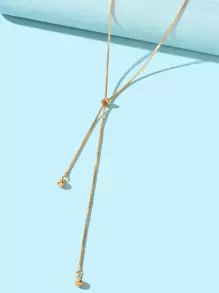 珠子裝飾Y字項鍊 - 金黃色 - 查看 3