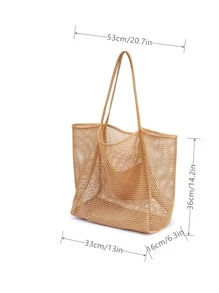 極簡風格鏤空海灘包 - 棕色 - 查看 3