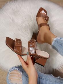 Xăng đan Cao gót Nữ Khóa màu trơn Thanh lịch - Rỉ Nâu - Xem 1