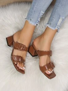 Xăng đan Cao gót Nữ Khóa màu trơn Thanh lịch - Rỉ Nâu - Xem 2