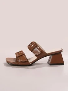 Xăng đan Cao gót Nữ Khóa màu trơn Thanh lịch - Rỉ Nâu - Xem 3