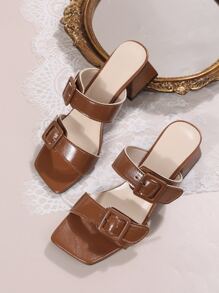 Xăng đan Cao gót Nữ Khóa màu trơn Thanh lịch - Rỉ Nâu - Xem 4