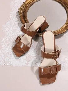 Xăng đan Cao gót Nữ Khóa màu trơn Thanh lịch - Rỉ Nâu - Xem 6