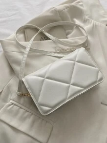 Mini Geometric Quilted Square Bag - White - View 2