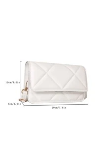 Mini Geometric Quilted Square Bag - White - View 3