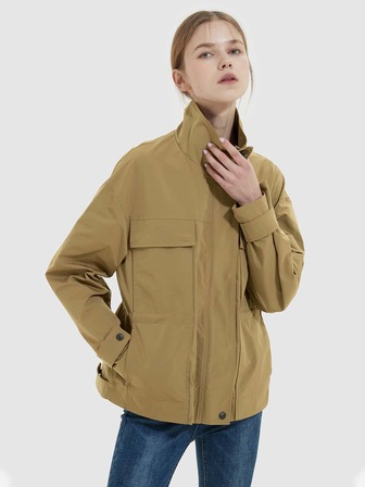 落肩袖翻蓋口袋細節夾克