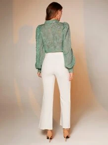 BizChic 提花燈籠袖雪紡襯衫