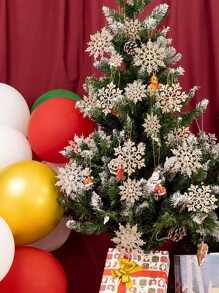 18 piezas Decoración copo de nieve árbol de Navidad - Oro rosa - Ver 2