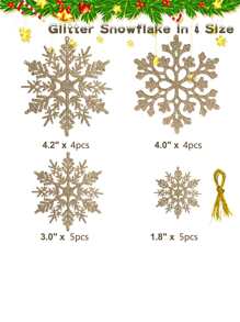 18 piezas Decoración copo de nieve árbol de Navidad - Oro rosa - Ver 3