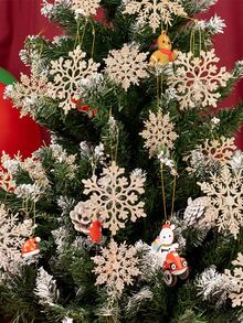 18 piezas Decoración copo de nieve árbol de Navidad - Oro rosa - Ver 4