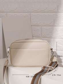 Yogodlns Women PU Leather Zipper Purse - Square Crossbody Bag With Litchi Pattern Minimalist Square Bag Small Solid Color Crossbody Bag, Simple Faux Leather Square Purse, Shoulder Bag For Women - Beige - View 8