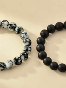 2pcs Stone Beaded Bracelet - Multicolor - View 3