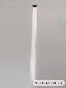 Clip In Long Straight Synthetic Hair Extension - White - View 2