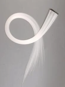 Clip In Long Straight Synthetic Hair Extension - White - View 3