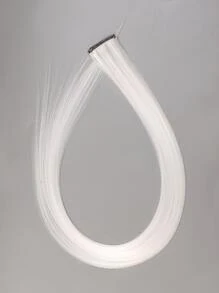 Clip In Long Straight Synthetic Hair Extension - White - View 4