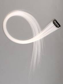 Clip In Long Straight Synthetic Hair Extension - White - View 5