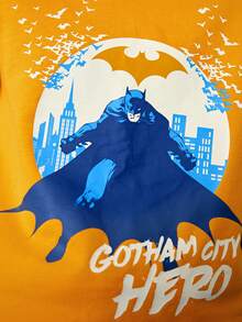 BATMAN X SHEIN Tween Boy 1pc Slogan & Cartoon Graphic 2 In 1 Tee - Yellow - View 6