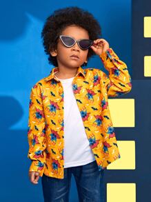 BATMAN X SHEIN 小男童字母和卡通圖案襯衫