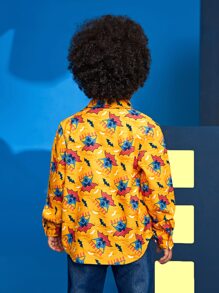 BATMAN X SHEIN 小男童字母和卡通圖案襯衫