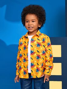 BATMAN X SHEIN 小男童字母和卡通圖案襯衫