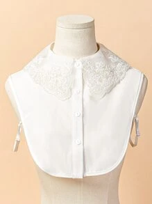 1 件刺绣蕾丝领子假领子适合情人节连衣裙 - 白色 - 查看 2