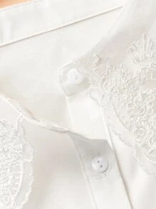 1 件刺绣蕾丝领子假领子适合情人节连衣裙 - 白色 - 查看 3