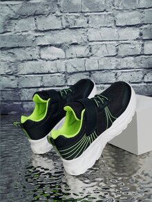 Boys Striped Pattern Running Shoes, Lace-up Front Sneakers - Multicolor - View 3