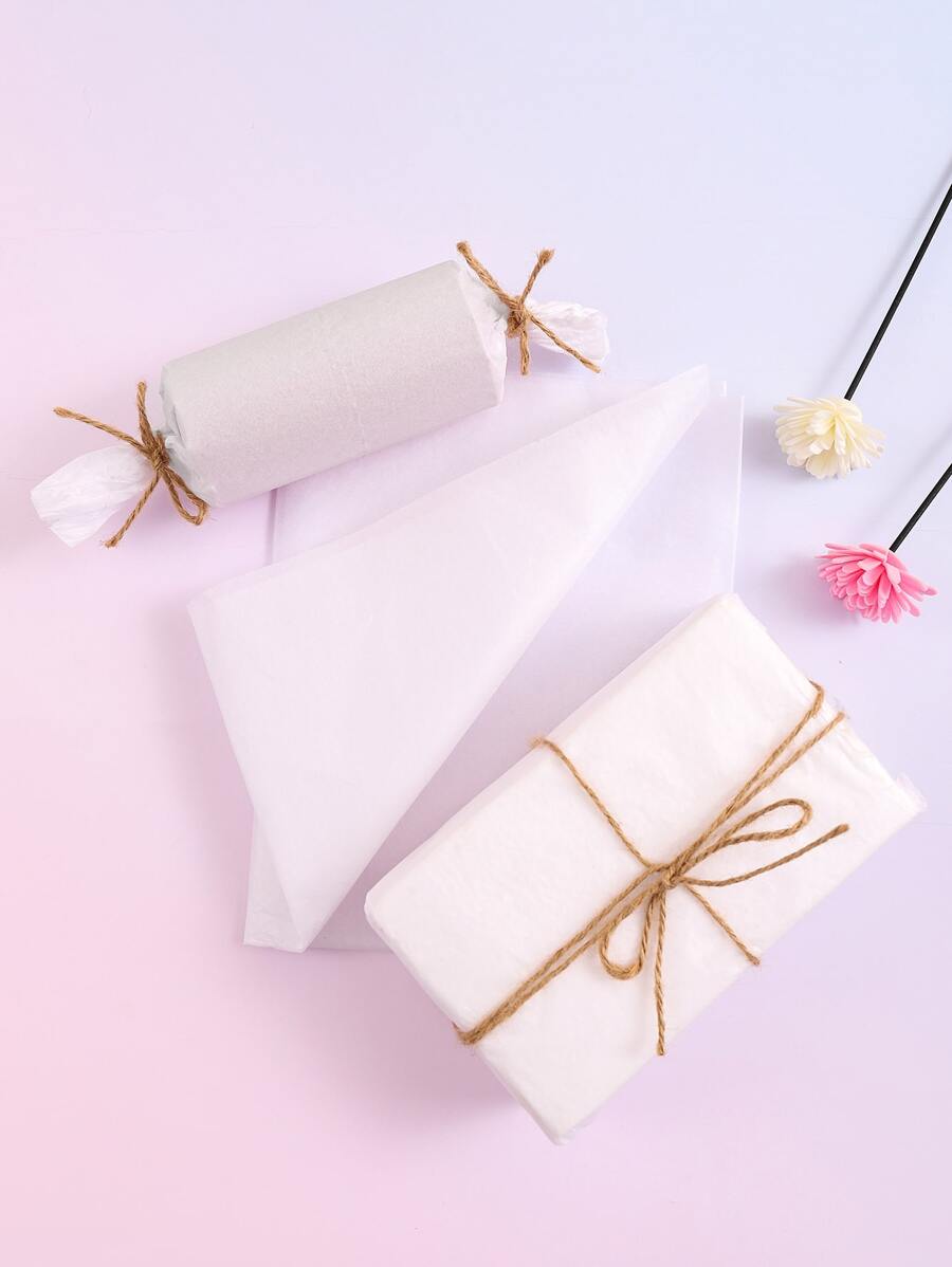 10入組素色禮品包裝紙帶繩索 - 白色 - 查看 1