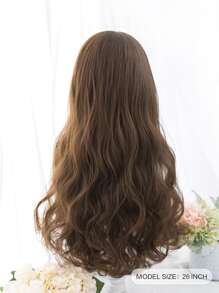 alicegarden 1 Piece Synthetic Heat-Resistant, Long  Wavy Hair Wig, With Bangs In Chocolate Brown Wigs, 26 Inches Long, Fully Machine Woven Daily Natural Realistic Wig Christmas Y2k(Excluding Accessories) - Chocolate Brown - View 2