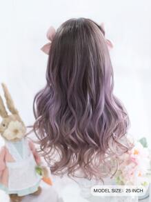 alicegarden 1 peluca larga y rizada de color múltiple resistente al calor sintético, con flequillo, de 25 pulgadas de largo, tejida a máquina de manera realista para uso diario, regalo de decoración navideña, carnaval - Multicolor - Ver 2