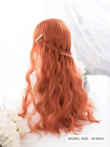 alicegarden 自然長款卷帶劉海人造假髮 - 橘色 - 查看 2