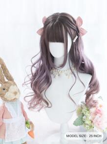 alicegarden 1 peluca larga y rizada de color múltiple resistente al calor sintético, con flequillo, de 25 pulgadas de largo, tejida a máquina de manera realista para uso diario, regalo de decoración navideña, carnaval - Multicolor - Ver 5