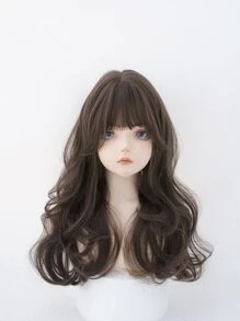 alicegarden 1 合成耐热长卷发棕色假发,带刘海,22 英寸长,由纤维制成,适合日常使用,自然逼真的假发。圣诞派对假期,Y2k 时尚由纤维制成的优雅假发,适合使用,自然逼真的假发 - 巧克力棕 - 查看 2