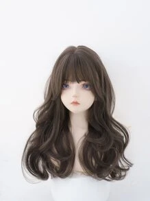 alicegarden 1 合成耐热长卷发棕色假发,带刘海,22 英寸长,由纤维制成,适合日常使用,自然逼真的假发。圣诞派对假期,Y2k 时尚由纤维制成的优雅假发,适合使用,自然逼真的假发 - 巧克力棕 - 查看 5