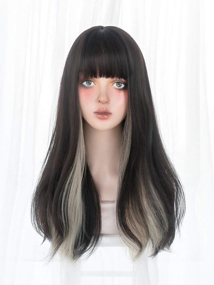 1 Piece Synthetic Heat-Resistant, Long Straight Hair Wigs In Multi Color, 24 Inches Long. Full Machine Weave Daily Natural Realistic Wig Christmas Decor Gifts Flash Carnival Flash - Multicolor - View 5