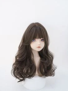 alicegarden 1 合成耐热长卷发棕色假发,带刘海,22 英寸长,由纤维制成,适合日常使用,自然逼真的假发。圣诞派对假期,Y2k 时尚由纤维制成的优雅假发,适合使用,自然逼真的假发 - 巧克力棕 - 查看 6