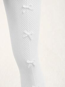 ROMWE 2pairs Bow Decor Fishnet Tights - Black and White - View 3