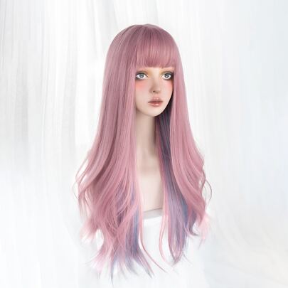 Two Tone Long Curly Synthetic Wig With Bangs