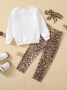 Cô Gái Trẻ In Trái tim Áo nỉ & In hoa Báo Xà cạp Với băng đô - Nhiều màu - Xem 2