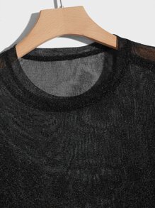 GENTILAND Men Sheer Glitter Mesh Top - Black - View 3
