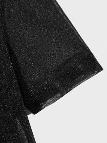 GENTILAND Men Sheer Glitter Mesh Top - Black - View 4